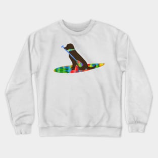 Colorful Stand Up Paddle Board Preppy Chocolate Lab Crewneck Sweatshirt